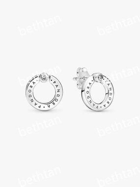 Pavé & Logo Circle Reversible Stud Earrings